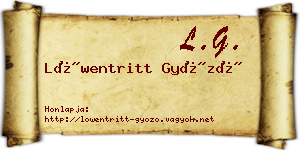 Löwentritt Győző névjegykártya